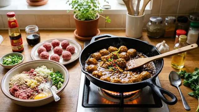 Resep Bola Daging Saus Tiram (AI Generated)