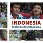 Sepanjang sejarah turnamen, ada 10 pasangan ganda putra Indonesia yang meraih gelar juara dunia. (Foto: AFP, Liputan6.com, Bola.com, Grafis: Wiwig Prayugi).