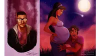 Ilustrator bernama Yesaya Norman ini tampilkan putri Disney jadi seorang ibu(sumber. Facebook.com)