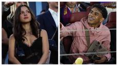 Dunia maya digegerkan dengan pertemuan antara pemain Barcelona, Lamine Yamal dan penyanyi Olivia Rodrigo pada laga bertajuk El Clasico pada Minggu (10/05/2026). (Foto kolase: AFP dan AP Photo)