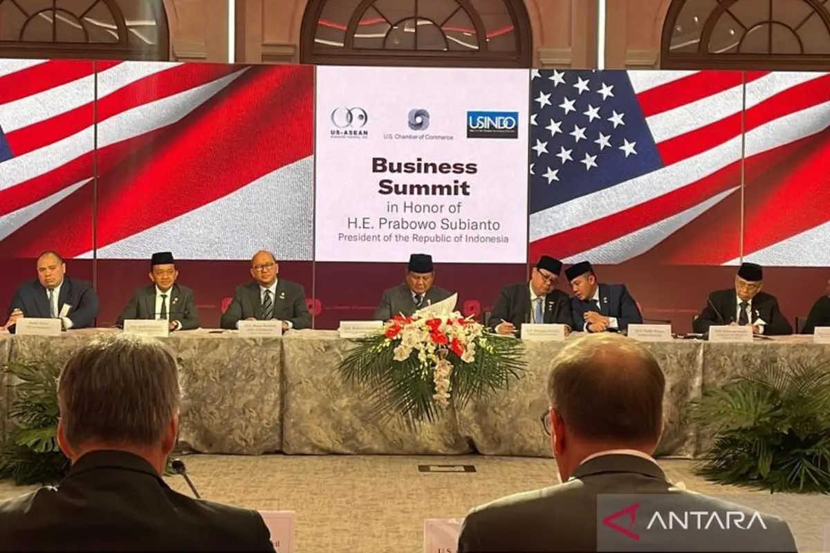 Prabowo dalam pertemuan Kamar Dagang Amerika Serikat (USCC), US-ASEAN Business Council (USABC), dan US-Indonesia Society (USINDO) di Gedung USCC, Washington DC