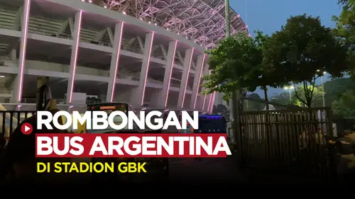 VIDEO: Rombongan Bus Timnas Argentina Tiba di Stadion GBK dengan Pengawalan Ketat