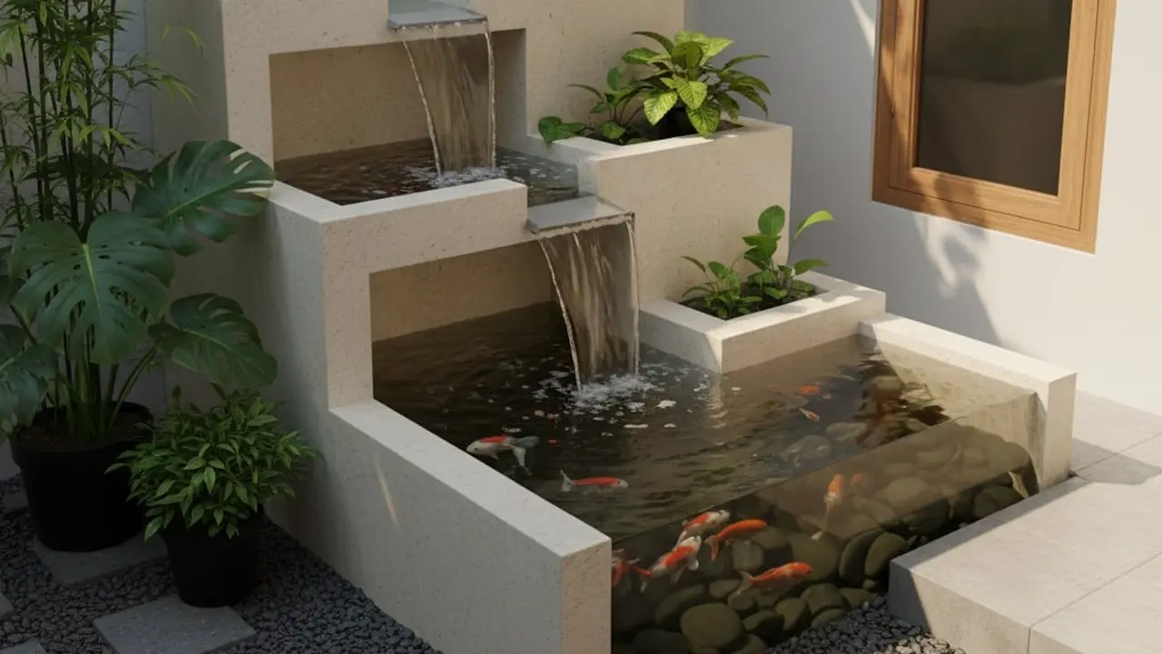 Kolam Ikan Minimalis Vertikal Bertingkat