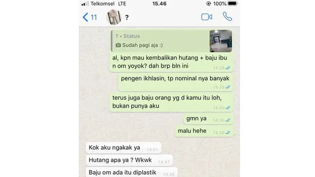 6 Chat Tagih Utang ke Mantan Ini Bikin Elus Dada
