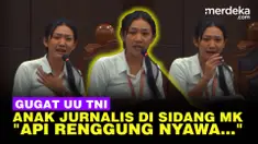 Anak Jurnalis, Eva Meliani Pasaribu menangis saat memberi kesaksian di depan Hakim Mahkamah Konstitusi (MK)
