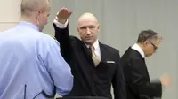 Pembunuh Massal Norwegia, Anders Breivik Menangkan Kasus HAM. Pose Breivik bergaya salam Nazi (Reuters)