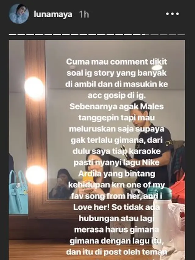 Penjelasan Luna Maya di Insta Stories (Instagram)