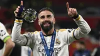 Bek kanan Real Madrid, Dani Carvajal dinobatkan sebagai MVP final Liga Champions 2023/2024. (AFP/Ina Fassbender)