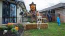 Dekorasi Halloween di depan rumah warga di Canberra, Australia (31/10/2020). (Xinhua/Chu Chen)