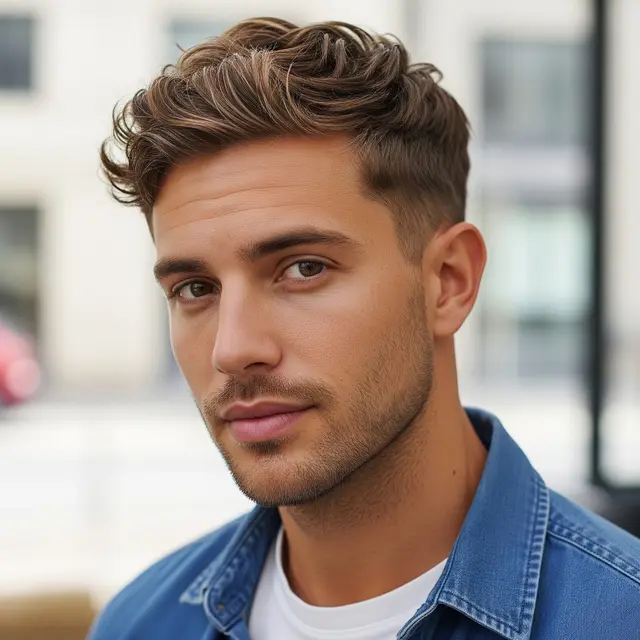 Model rambut pria pendek bergelombang (Image by Gemini AI)