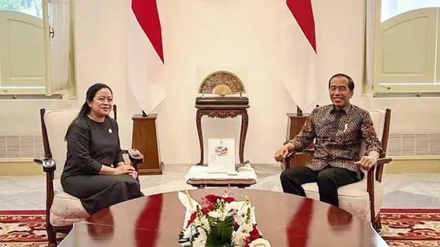 Ketua DPR RI sekaligus Ketua DPP PDIP, Puan Maharani, bertemu Presiden Jokowi di Istana Merdeka, Jumat (24/3/2023) (Istimewa)