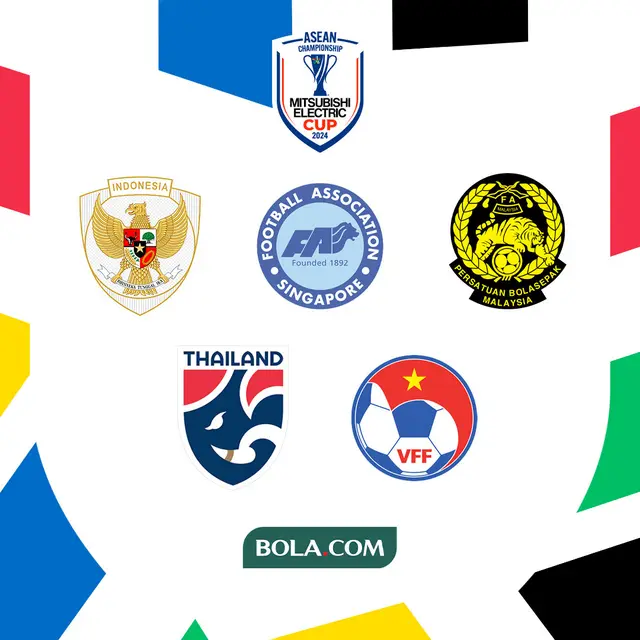 Piala AFF 2024 - Logo Timnas Indonesia, Singapura, Thailand, Malaysia, Vietnam