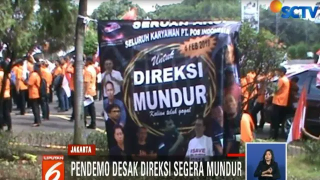 Mereka mendesak jajaran direksi PT Pos Indonesia segera mundur lantaran tak mampu mengelola perusahaan hingga pembayaran gaji tertunda.