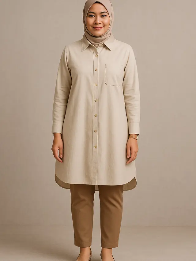 Baju Tunik Kantor Berjilbab Modern 2025 (Foto: ChatGPT)