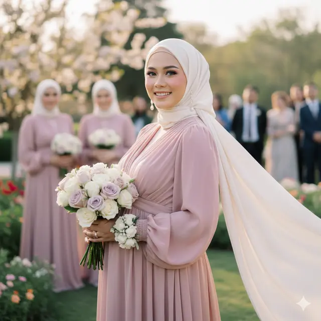 Model baju bridesmaid bumil 2026 (Foto: Gemini AI)