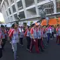 Kepolisian Republik Indonesia (Polri), Pusat Pengelola Kompleks GBK (PPK GBK), dan Indonesia Asian Games 2018 Organizing Committee (Inasgoc), menggelar olahraga jelang Asian Games 2018 Jakarta-Palembang di SUGBK, Senayan, Jakarta, Jumat (13/4/2018)
