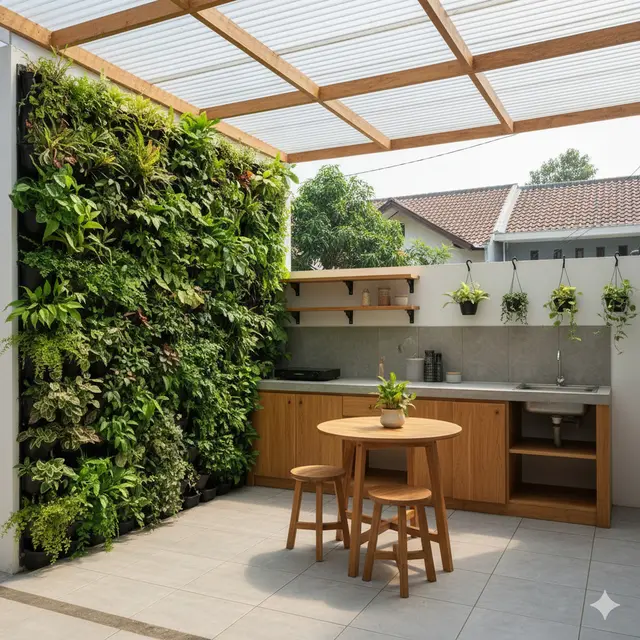 Model Dapur Semi Outdoor Ukuran 3x3 dengan Pencahayaan Alami