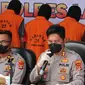 Kapolres Lampung Selatan AKBP Edwin mengungkap pelaku pelemparan bus, dalam konferensi pers, Sabtu (6/8/2022).