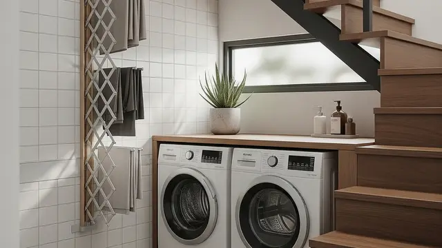 Model Ruang Cuci dengan Jemuran Gantung Minimalis
