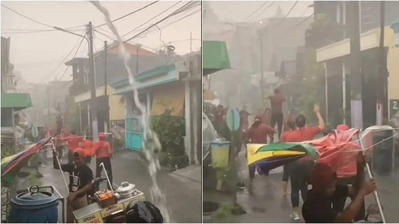 Tetap Semangat, Kelompok Ibu-Ibu Ini Lanjut Senam Meski Diterjang Hujan Lebat