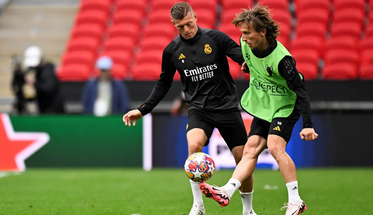 Performa Real Madrid juga dalam kondisi prima usai menjuarai LaLiga musim2023/2024. (INA FASSBENDER/AFP)