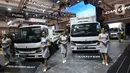 Truk listrik eCanter menggunakan baterai ukuran M berkapasitas 83kWh yang mampu menempuh jarak 140 Km dengan GVW sebesar 6 ton. (Liputan6.com/Angga Yuniar)
