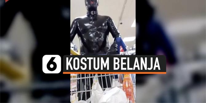 VIDEO: Pria Pakai Baju Kulit Lateks Belanja di Supermarket