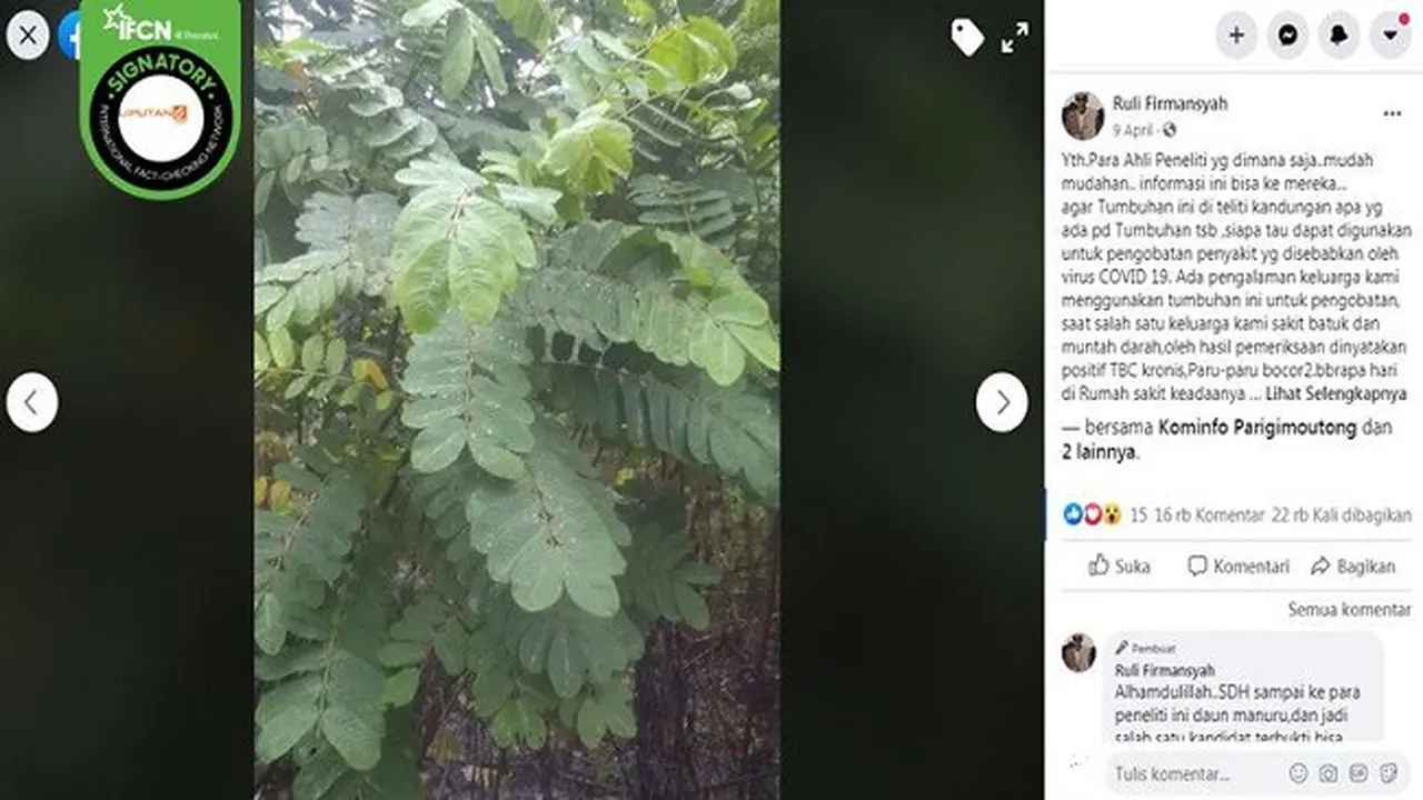 Gambar Tangkapan Layar Kabar Hoaks Tentang Virus Corona