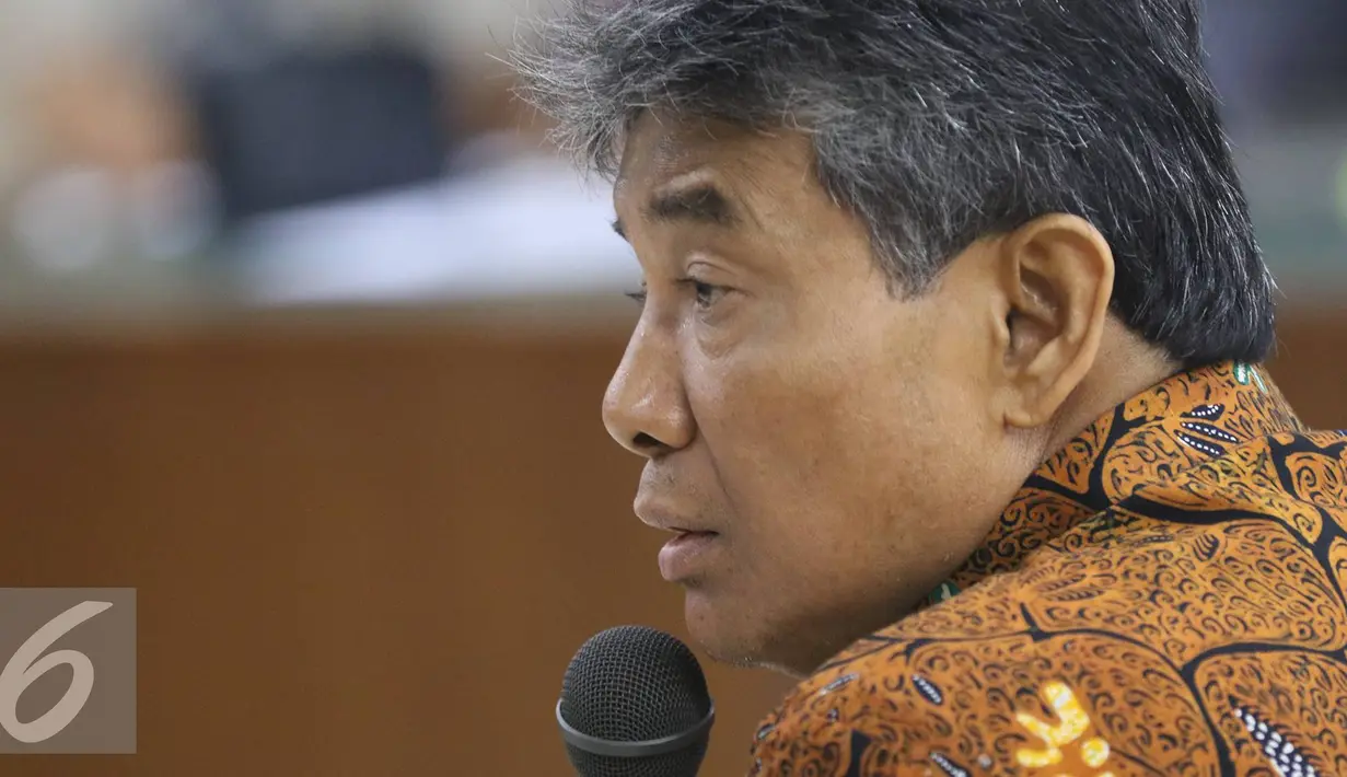 Sudung Situmorang saat bersaksi dalam sidang dengan terdakwa Direktur Keuangan dan Human Capital PT Brantas Abipraya Sudi Wantoko dan Senior Manager Pemasaran Dandung Pamularno di Pengadilan Tipikor, Jakarta, Rabu (3/8). (Liputan6.com/Immanuel Antonius)