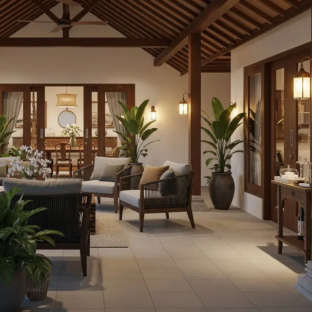 Model Teras Rumah Kampung Ala Villa (Image by Gemini AI)