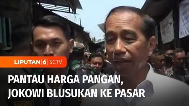 Presiden Joko Widodo, blusukan ke pasar tradisional di Kabupaten Tuban, Jawa Timur, Kamis siang. Blusukan presiden ini untuk memantau harga bahan pangan.