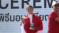 Momen Riska Amelia Agustina meraih medali perak pada nomor womens downhill di ajang SEA Games 2025. (Foto: NOC Indonesia/Tetuko Mediantoro)