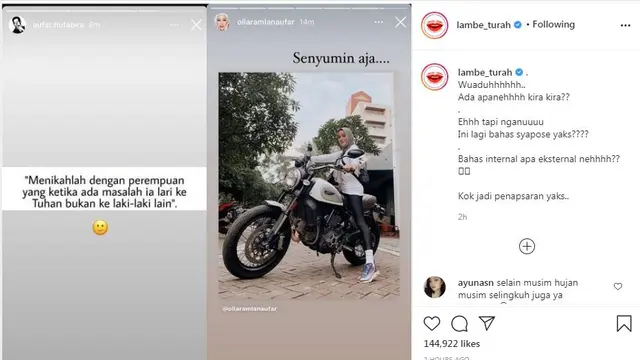 Olla Ramlan dan Aufar saling sindiri di Instagram