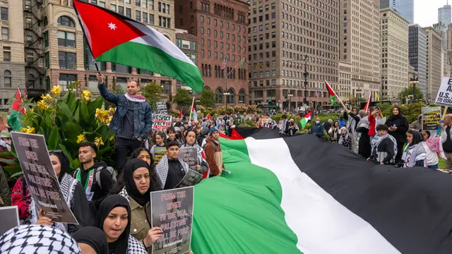 Aksi Dukung Palestina di Chicago