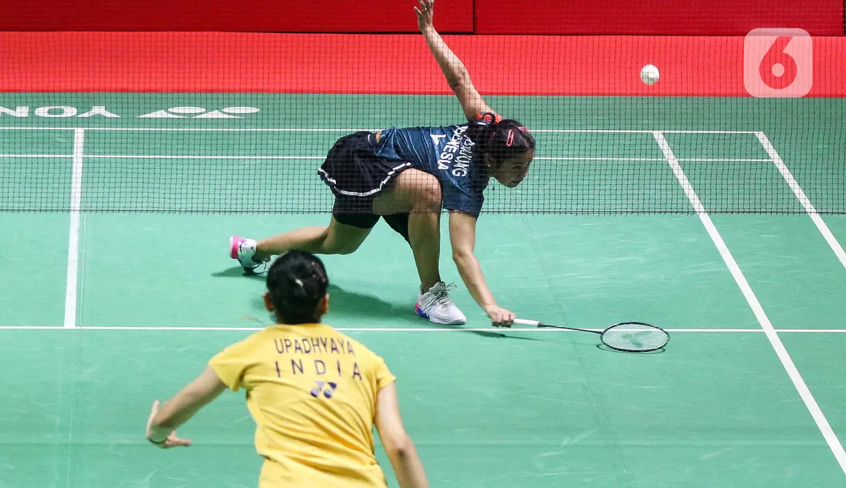 Mengalahkan Anupama Upadhyaya, Gregoria Mariska Tunjung memastikan tiket berlaga 16 besar Indonesia Masters 2025. (Liputan6.com/Herman Zakharia)