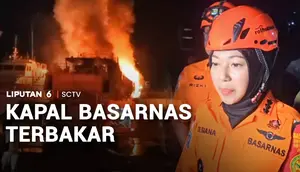 Kapal Basarnas Dilalap Api saat Diperbaiki di Muara Baru