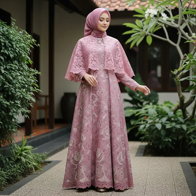 9 Model Gamis Batik Dusty Pink Brokat, Inspirasi Busana Ramadan 2026