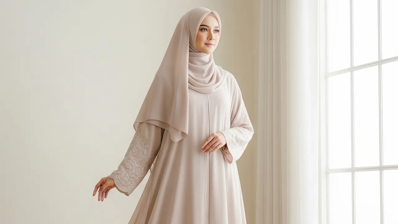 9 Model Gamis Abaya Syar'i Polos yang Mewah, Tampil Anggun dan Berkelas
