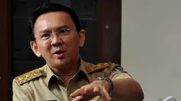 Ahok mengatakan bahwa dirinya akan bertahan di Gerindra apabila partai berlambang garuda merah itu konsekuen terhadap cita-cita yang telah dibuat sejak awal, Jakarta, Rabu (10/9/2014) (Liputan6.com/Johan Tallo)
