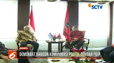 Wakil Ketua DPP Partai Demokrat Agus Hermanto temui Sekjen PDIP Hasto Kristiyanto.