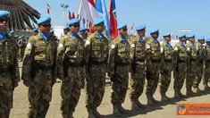 Citizen6, Haiti: Penyematan medali secara serentak selanjutnya diberikan kepada perwakilan para perwira staf, Komandan Peleton dan perwakilan anggota yang disematkan oleh para Komandan Kontingen negara lain.(Pengirim: Badarudin Bakri)