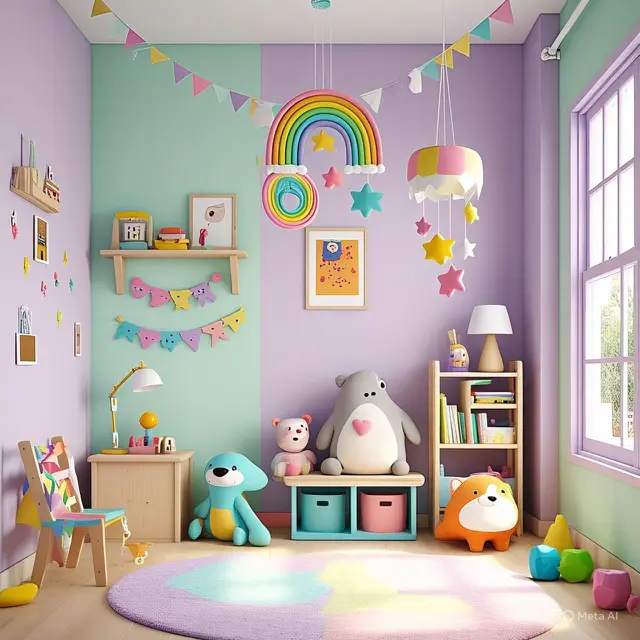 Ungu Pastel dan Mint