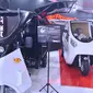 Kendaraan niaga roda tiga PowerAce tipe Pro, BX Cabin, dan Powerace EV, dihadirkan DRMA di Hall A Jakarta Fair Kemayoran, Jakarta, Kamis (23/6/2022). (Liputan6.com/HO/Eko)
