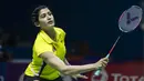 Pesona Ashwini Ponnappa pebulutangkis India saat tampil pada Indonesia Open 2019 di Istora Senayan, Jakarta, Rabu (17/7/2019). (Bola.com/Peksi Cahyo)