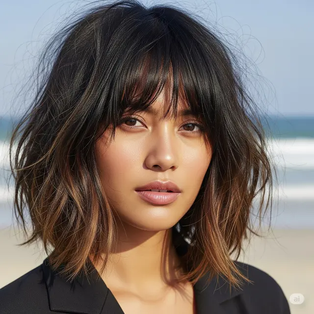 Potongan Rambut Bob Asimetris Kekinian. Foto: Gemini