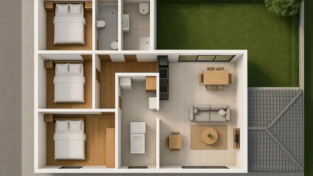 Model Rumah Sederhana dengan 3 Kamar dan Taman Belakang Rahasia