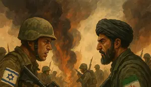 Ilustrasi konflik Israel vs Iran. (ChatGPT/OpenAI)