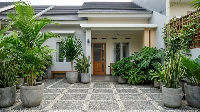 Halaman Rumah Tanpa Rumput yang Tetap Sejuk dan Sedap Dipandang