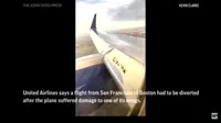 Pesawat United Airlines mendarat darurat karena kerusakan pada sayap (Associated Press/Youtube).