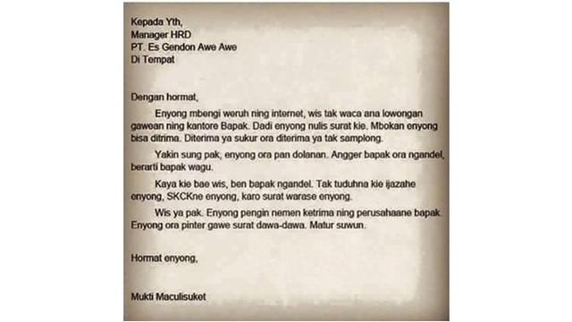 6 Surat Lamaran Kerja Ini Isinya Nyeleneh Abis Bikin Tepuk Jidat